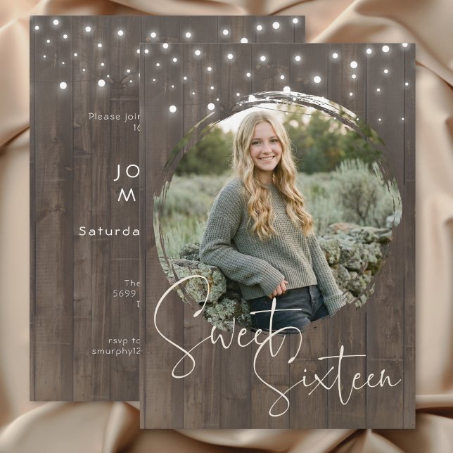 Rustic Barnwood Photo Sweet Sixteen Birthday Party Invitation (Rustic Barnwood Photo Sweet Sixteen Birthday Party Invitation)