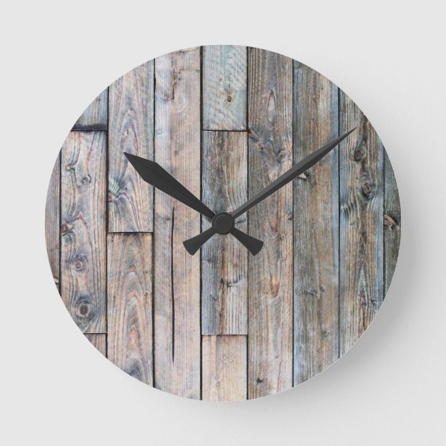 Rustic Barnwood Round Wall Clock (Front)
