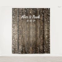 Rustic BarnWood Snowflakes Winter Wedding Backdrop