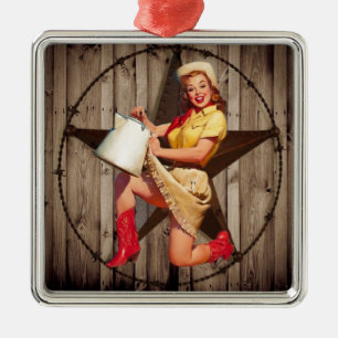 rustic BarnWood texas star western country cowgirl Metal Tree Decoration