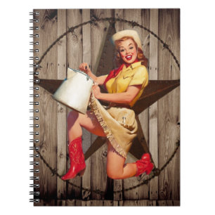 rustic BarnWood texas star western country cowgirl Notebook