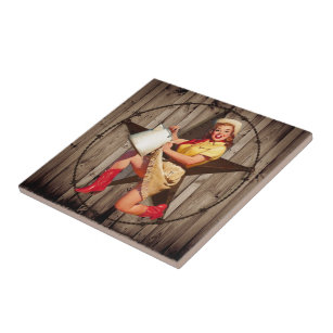 rustic BarnWood texas star western country cowgirl Tile