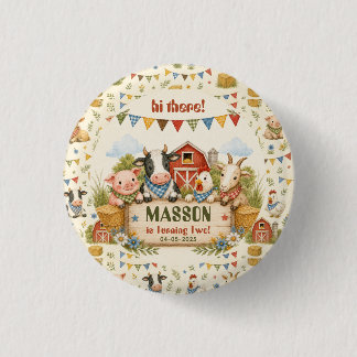 Rustic Barnyard 2nd Birthday kids Party 3 Cm Round Badge