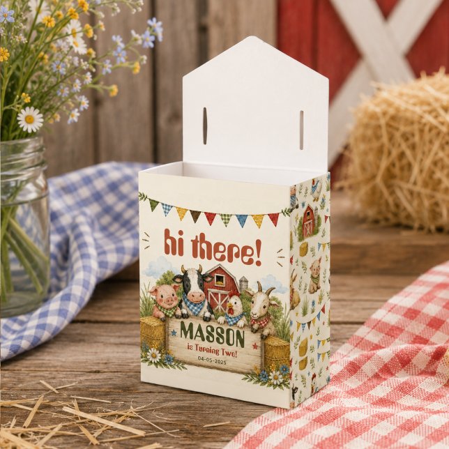 Rustic Barnyard 2nd Birthday kids Party Favour Box (Rustic Barnyard 2nd Birthday kids Party Favor Boxes
)