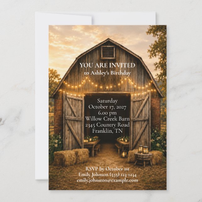 Rustic Barnyard Birthday Invitation (Front)