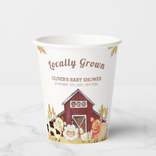 Rustic Barnyard Farm Animals Baby Shower Paper Cups
