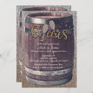 Rustic Barrel & Burlap Cheers Pub Engagement Party Invitation