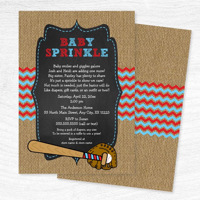 Rustic Baseball Baby Sprinkle / boy baby shower Invitation (Creator Uploaded)