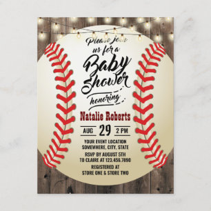 Rustic Baseball Barn Wood Sports Baby Shower Invitation