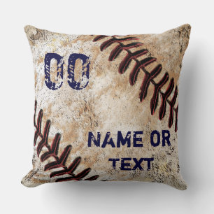 Rustic Baseball Throw Pillow, Personalised Cushion