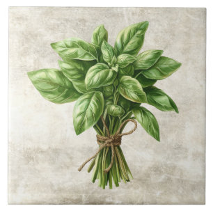 Rustic Basil Herb Faux Ceramic Tile