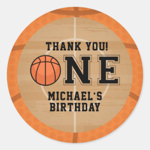 Rustic Basketball Thank You Classic Round Sticker
