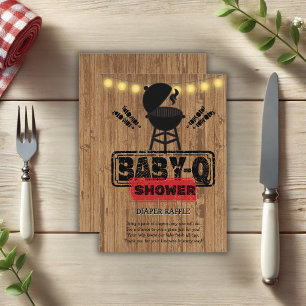 Rustic BBQ-Baby Grill Baby Shower Enclosure Card