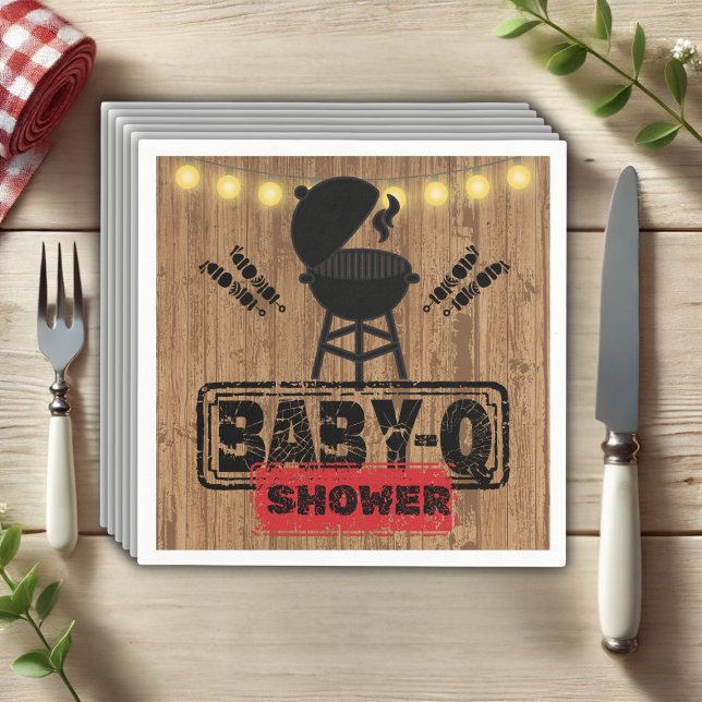 Rustic BBQ-Baby Grill Baby Shower Napkin (Creator Uploaded)