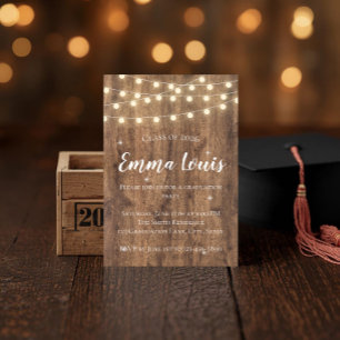Rustic BBQ Graduation Party Invitation with Photo