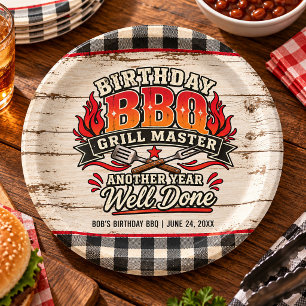 Rustic BBQ Grill Master Birthday Party Paper Plate