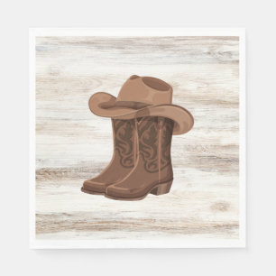 Rustic BBQ Rehearsal Dinner Napkins Cowboys