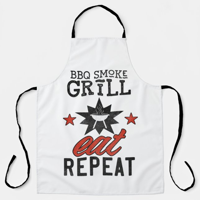 Rustic BBQ Smoke Grill EAT REPEAT Apron (Front)