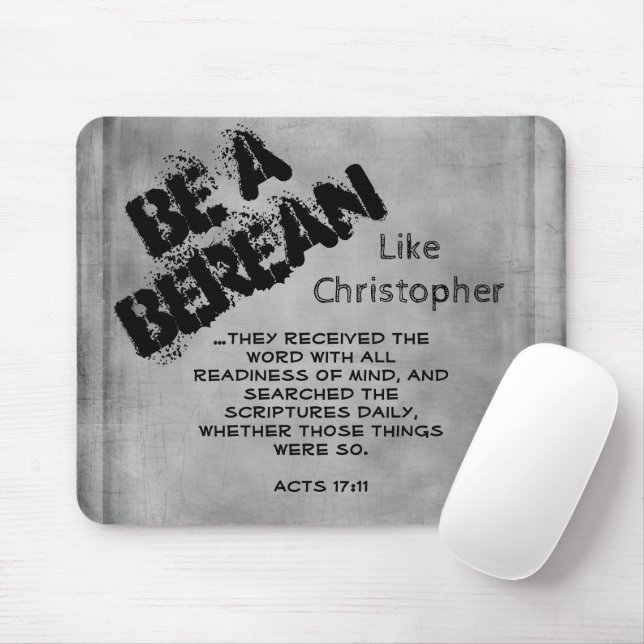 Rustic Be A Berean Bible Scripture Verse Mouse Mat (With Mouse)