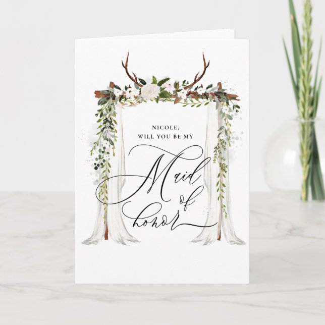 Rustic be my maid of honour card (Front)