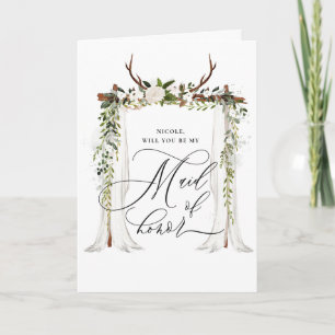 Rustic be my maid of honour card