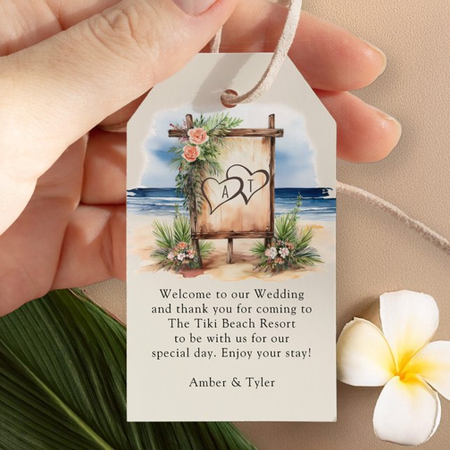 Rustic Beach Destination Wedding Welcome Bag Gift Tags (Wedding Welcome Bag gift tags from the Sunset Beach Wedding Collection by Darling & May)