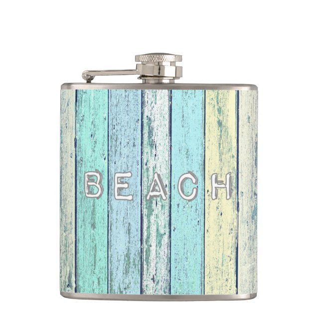 Rustic Beach Driftwood Hip Flask (Front)