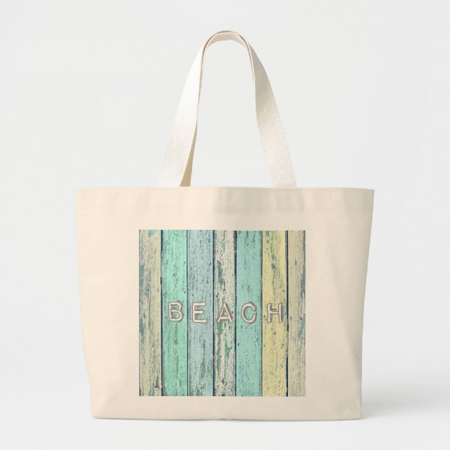 Rustic Beach Driftwood Large Tote Bag (Front)