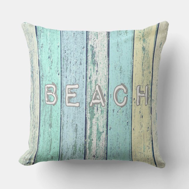 Rustic Beach Driftwood Outdoor Cushion (Front)