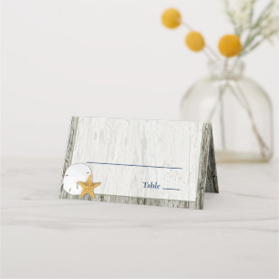 Rustic Beach Driftwood Sand Dollar Wedding Place Card
