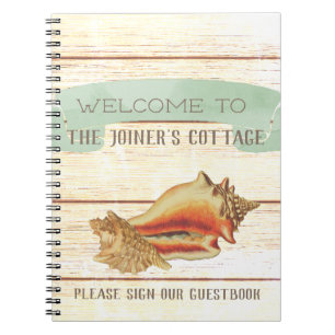 Rustic Beach House Personalised Welcome Notebook