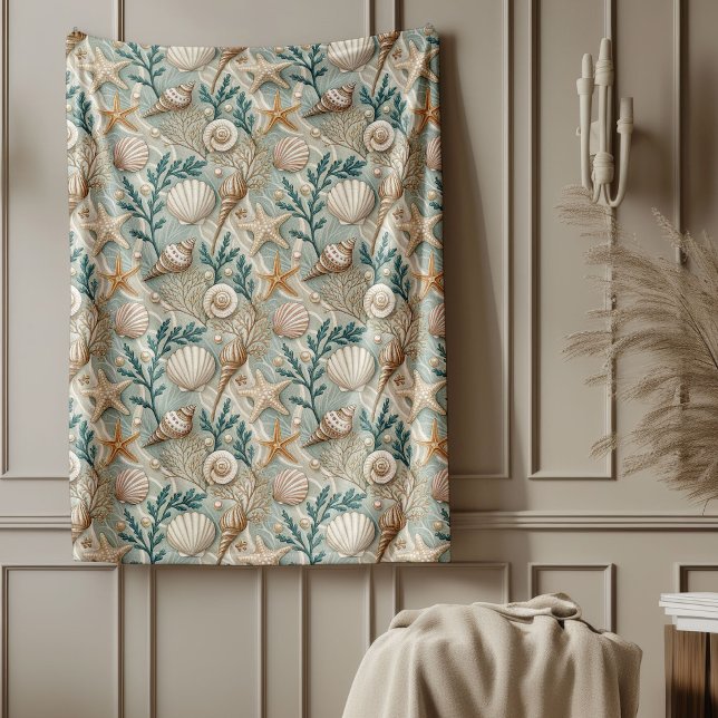 Rustic Beach inspired Blanket Soft Sand Sea Tones (Rustic Beach inspired Blanket Soft Sand Sea Tones)