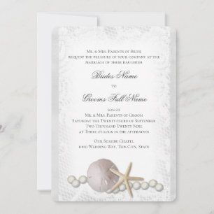 Rustic Beach Lace and Pearl Invitation