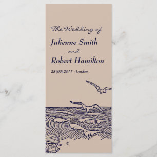 Rustic Beach Ocean Waves Wedding Ceremony Program Programme