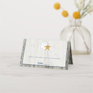 Rustic Beach Sand Dollar Driftwood Wedding Place Card