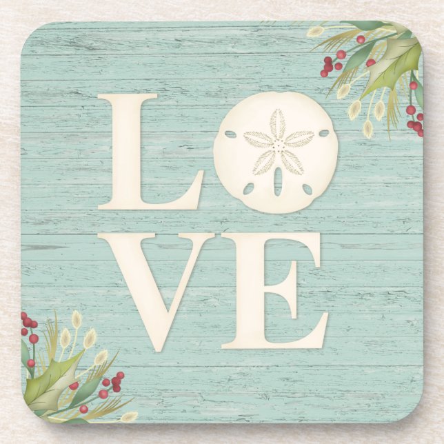 Rustic Beach Sand Dollar Square  Coaster (Front)