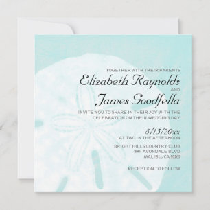 Rustic Beach Sand Dollar Wedding Invitations