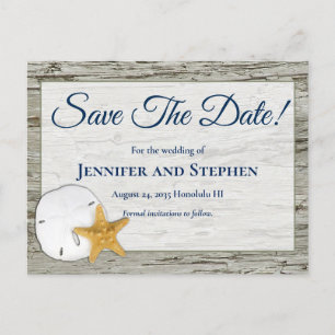 Rustic Beach Sand Dollar Wedding Save the Date Announcement Postcard