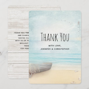 Rustic Beach Scene with Boat Thank You Card