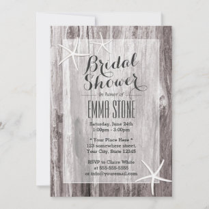 Rustic Beach Starfish Elegant Bridal Shower Invitation