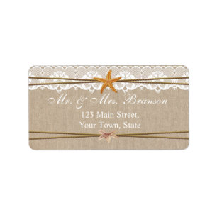 Rustic Beach Starfish Lace Wedding Custom Label