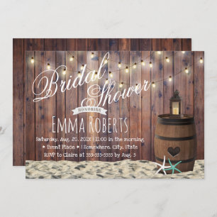 Rustic Beach Starfish & Lantern Bridal Shower Invitation
