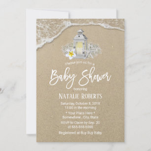 Rustic Beach Starfish Vintage Lantern Baby Shower Invitation