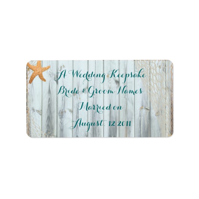 Rustic Beach Starfish Wedding Favour Lip Balm Tube Label (Front)