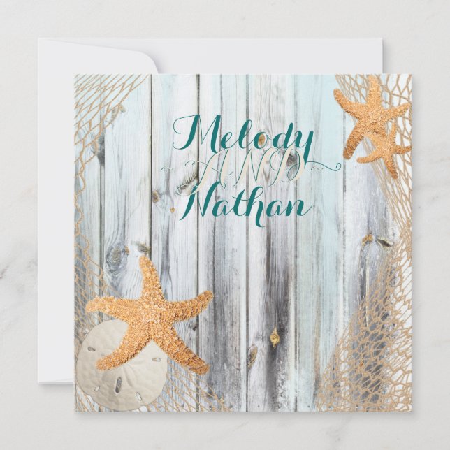 Rustic Beach Starfish Wedding Invitation (Front)