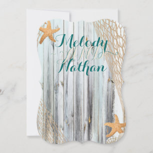 Rustic Beach Starfish Wedding Invitation