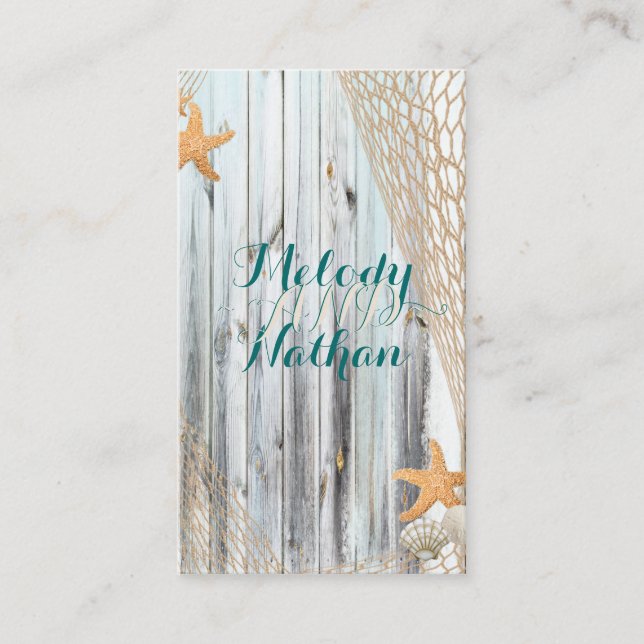 Rustic Beach Starfish Wedding Wedding Website Card (Front)