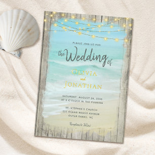 Rustic Beach String Lights Gold Foil Wedding