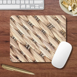rustic beach tropical island woven wicker mouse mat