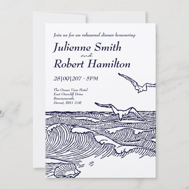 Rustic Beach Wedding Rehearsal Dinner Invitation (Front)